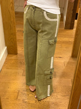 POL relaxed fit in twill with trim detail pointed solid pattern pants - Denim or Khaki Olive