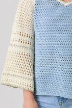 Raglan Sleeve Crochet Sweater - Milky Blue
