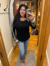 Raglan Sleeve Trim Detail Sweater Top - Black or Ivory