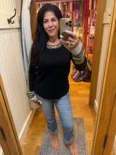 Raglan Sleeve Trim Detail Sweater Top - Black or Ivory