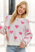 Lovely Heart Sweater Top - Off White/Pink