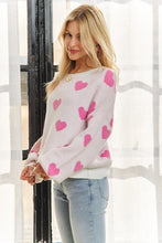 Lovely Heart Sweater Top - Off White/Pink