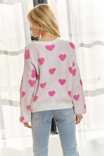 Lovely Heart Sweater Top - Off White/Pink