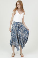 Paisley Print Scarf Hem Maxi Skirt - Denim Blue