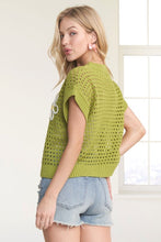 Drop Shoulder Floral Sweater Top - Green/White or White/Orange