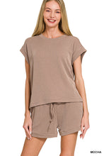 RAISED RIB CAP SLEEVE TOP & SHORTS SET - MOCHA