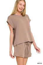 RAISED RIB CAP SLEEVE TOP & SHORTS SET - MOCHA