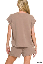 RAISED RIB CAP SLEEVE TOP & SHORTS SET - MOCHA