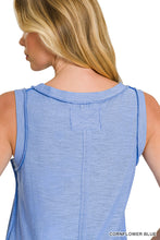 SLUB RAW EDGE DETAIL TANK TOP - ASSORTED COLORS