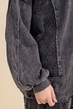 Mineral Washed Corduroy Detail Patched Sweatshirt - Ashed Black