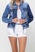 Vervet Distressed Contrast Cropped Classic Denim Jacket
