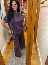 Mineral Washed Boho Trim Wide Leg Pants - Ashed Black or Eggplant
