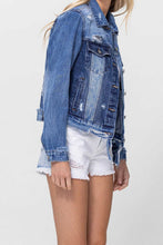 Vervet Distressed Contrast Cropped Classic Denim Jacket