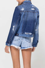 Vervet Distressed Contrast Cropped Classic Denim Jacket