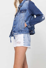Vervet Distressed Contrast Cropped Classic Denim Jacket