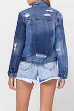 Vervet Distressed Contrast Cropped Classic Denim Jacket