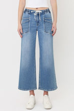 VERVET by Flying Monkey High Rise Drawstring Waistband Wide Leg Jeans - Reassure