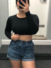Ribbed Mineral Wash Long Sleeve Crop Top - Barbie Pink Mineral, Navy Mineral or Black