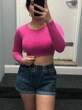 Ribbed Mineral Wash Long Sleeve Crop Top - Barbie Pink Mineral, Navy Mineral or Black