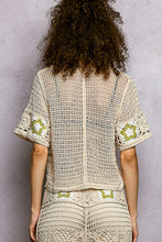 POL V-neck short sleeve relaxed fit cardigan - Natural/Olive