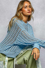 POL V-neck long sleeve regular fit airy thin sweater hoodie top- Tangerine or Powder Blue