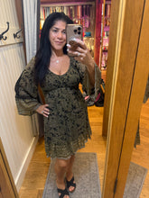 Chiffon V Neck Smocked Bust Lace Trim Bell Sleeve