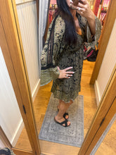 Chiffon V Neck Smocked Bust Lace Trim Bell Sleeve