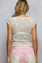 POL overwrapped V-neck short-sleeve slim-fit top crafted in lace - Natural,Black or Grey