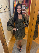 Chiffon V Neck Smocked Bust Lace Trim Bell Sleeve