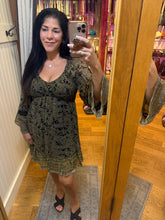 Chiffon V Neck Smocked Bust Lace Trim Bell Sleeve