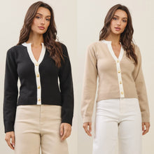 Contrast Sweater - Oatmeal or Black