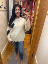 Long Sleeve Heart Patch Knit Sweater - Oatmeal