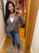 Convertible Twist Detail Knit Sweater in Purple Multi
