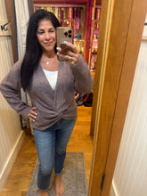 Convertible Twist Detail Knit Sweater in Purple Multi