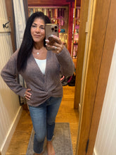 Convertible Twist Detail Knit Sweater in Purple Multi