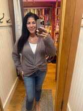 Convertible Twist Detail Knit Sweater in Purple Multi