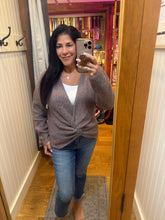 Convertible Twist Detail Knit Sweater in Purple Multi