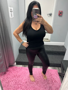 RAE MODE FAUX LEATHER CHIC LEGGINGS - BLACK