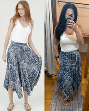 Paisley Print Scarf Hem Maxi Skirt - Denim Blue