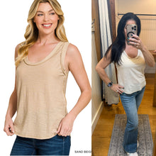 SLUB RAW EDGE DETAIL TANK TOP - ASSORTED COLORS