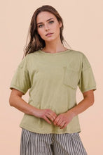 Mineral Washed Knit Top With Pocket - Assorted Colors