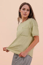 Mineral Washed Knit Top With Pocket - Assorted Colors