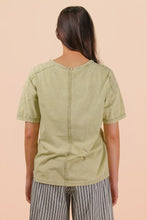 Mineral Washed Knit Top With Pocket - Assorted Colors