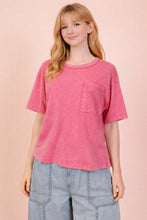 Mineral Washed Knit Top With Pocket - Assorted Colors