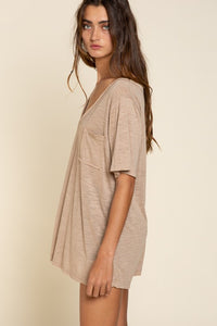POL V-neck short sleeve chest pocket slub knit tee - Assorted Colors