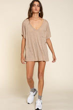 POL V-neck short sleeve chest pocket slub knit tee - Assorted Colors