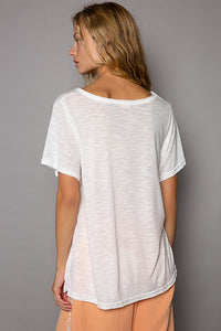 POL V-neck short sleeve chest pocket slub knit tee - Assorted Colors