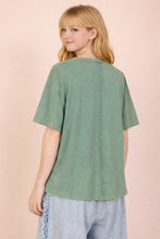 Mineral Washed Knit Top With Pocket - Assorted Colors