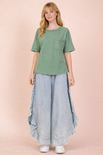 Mineral Washed Knit Top With Pocket - Assorted Colors