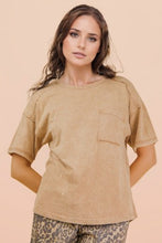 Mineral Washed Knit Top With Pocket - Assorted Colors